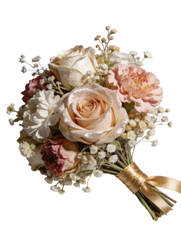 Shimmer Champagne Rose & Carnation Preserved Handheld Bouquet