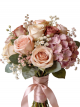 Vintage Blush Rose & Purple Hydrangea Bridal Handheld Bouquet