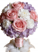 Glitter Pink Rose & Purple Hydrangea Bridal Handheld Bouquet with Feather Accent