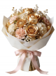 Luxury Gold Foil Rose & Carnation Wrapped Flower Bouquet