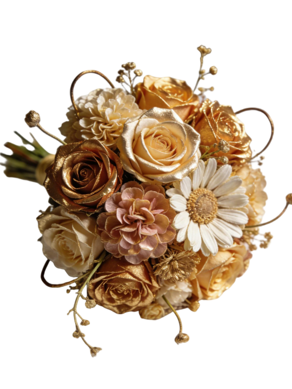 Luxury Gold Foil Rose & Daisy Preserved Bridal Bouquet