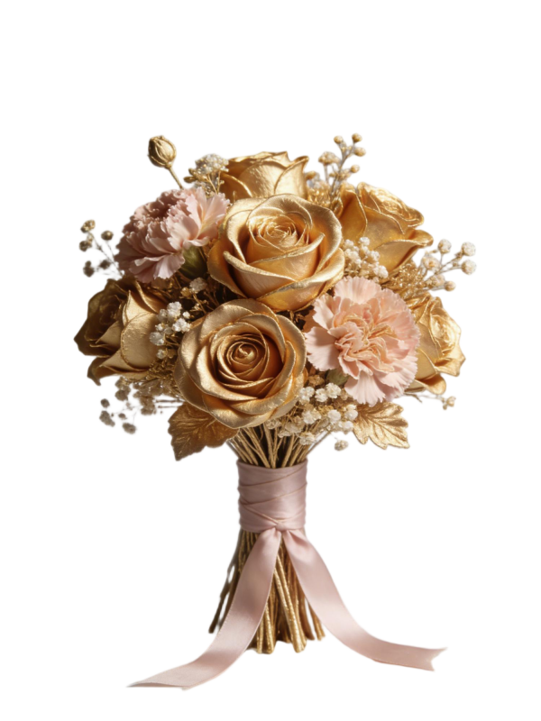 Luxury Gold Foil Rose & Carnation Bridal Handheld Bouquet