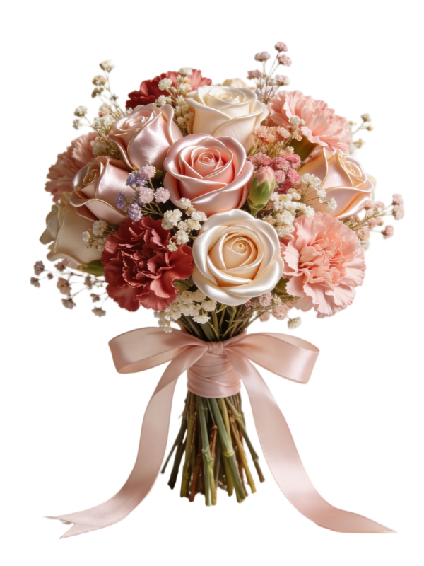 Satin Pink Rose & Carnation Preserved Bridal Handheld Bouquet