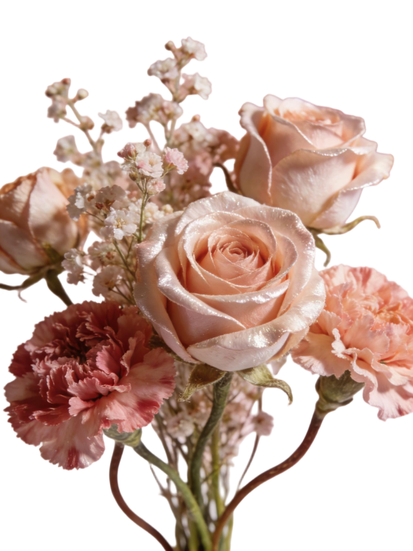 Preserved Champagne Rose & Carnation Bouquet with Baby's Breath
