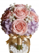 Glitter Pink Rose & Purple Hydrangea Preserved Glass Vase Arrangement