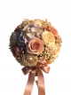 Blush Pink Rose & Blue Hydrangea Bridal Round Bouquet