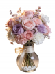 Pastel Pink & Purple Rose Carnation Preserved Glass Vase Arrangement